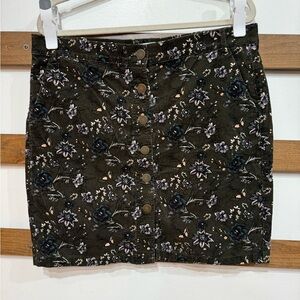 LOFT Dark Floral Mini Skirt